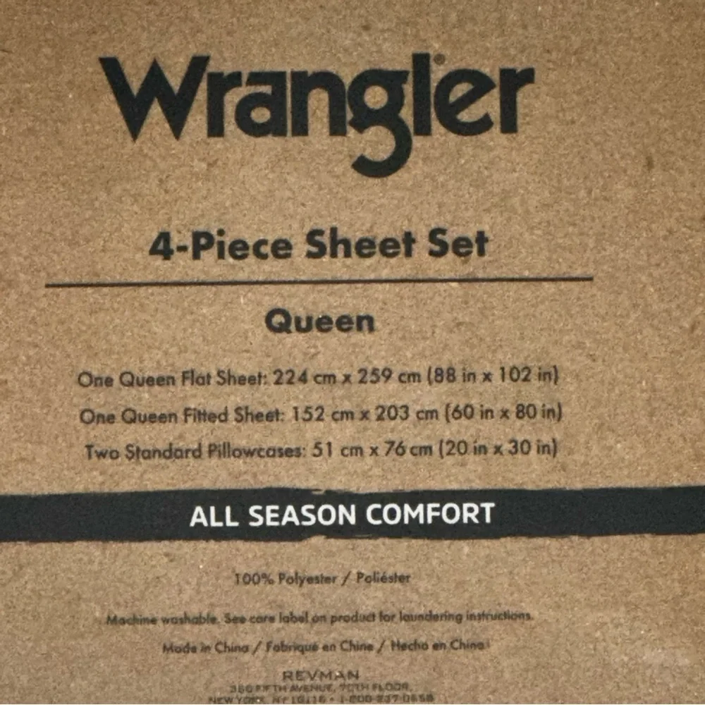 NEW Wrangler Pink/White Steer Head/Aztec 4-Piece Queen Sheet Set